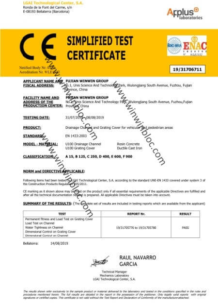 Drainage Channels and Trench Grating Covers:  CE EN1433 EN124