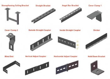 Solid Cable Trays fittings components Elbow Riser Reducer Wall Bracket Ceiling Braket