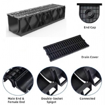 CE EN1433 Plastic Trench Channel With Ductile Cast Iron Gratings B125 To D400