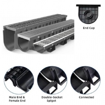 PP Trench Channel with A15 Stainless Steel Wedge Heel Guard Grating or Middle Duty Grating