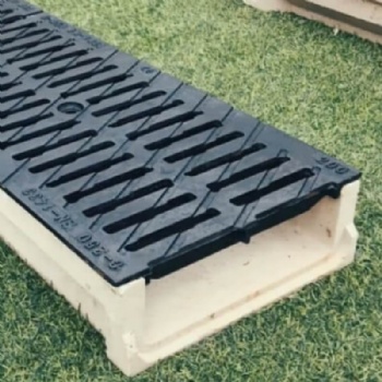 Shallow Polymer Concrete Drainage Channel With Cast Iron Grating Load Class Up To F900